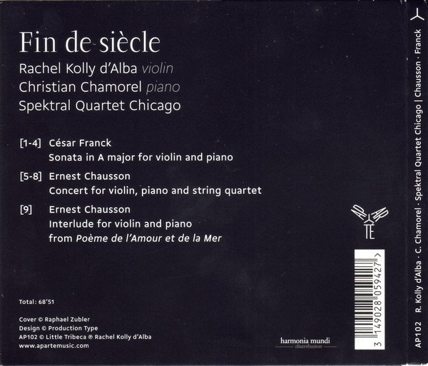 Rachel Kolly D'Alba, Christian Chamorel, Spektral Quartet Chicago*, Franck* ∙ Chausson* Fin De Siècle-CD, CDs, Historia Nuestra