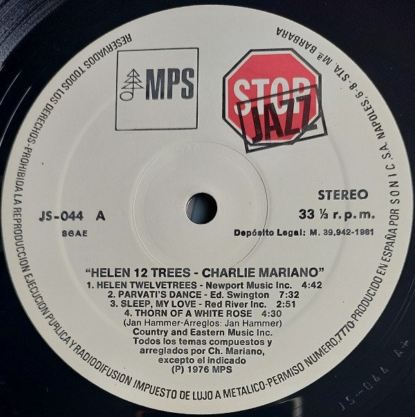 Charlie Mariano, Helen 12 Trees-LP, Vinilos, Historia Nuestra