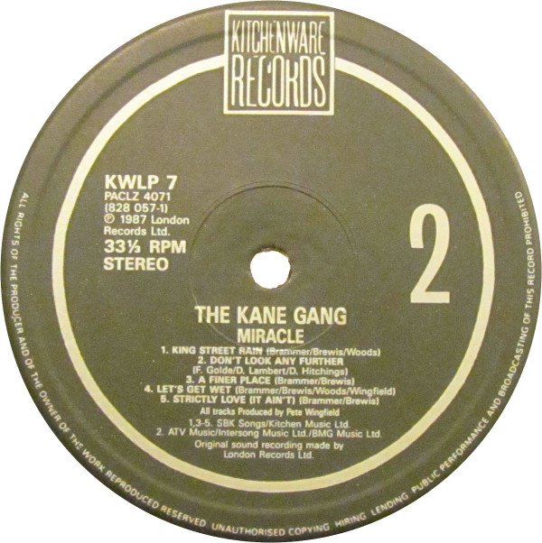 The Kane Gang Miracle-LP, Vinilos, Historia Nuestra