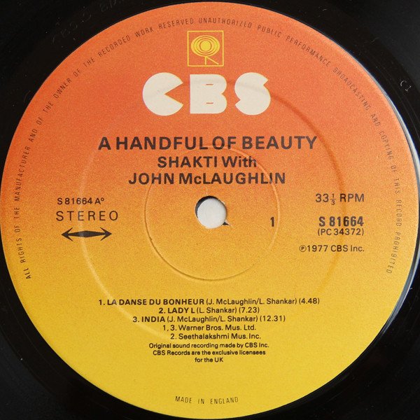 ShaktiWith John McLaughlin A Handful Of Beauty-LP, Vinilos, Historia Nuestra