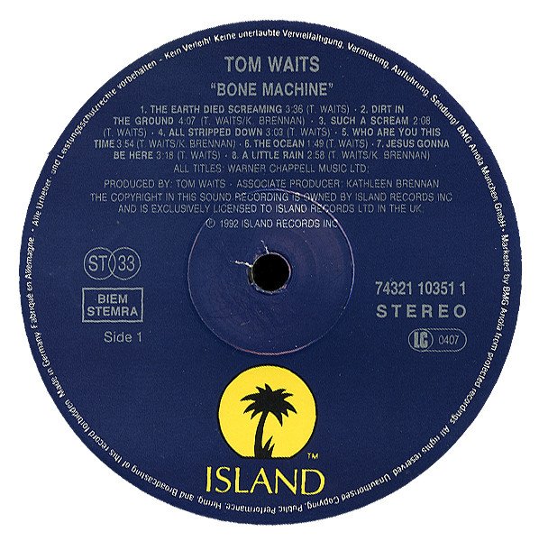 Tom Waits Bone Machine-LP, Vinilos, Historia Nuestra