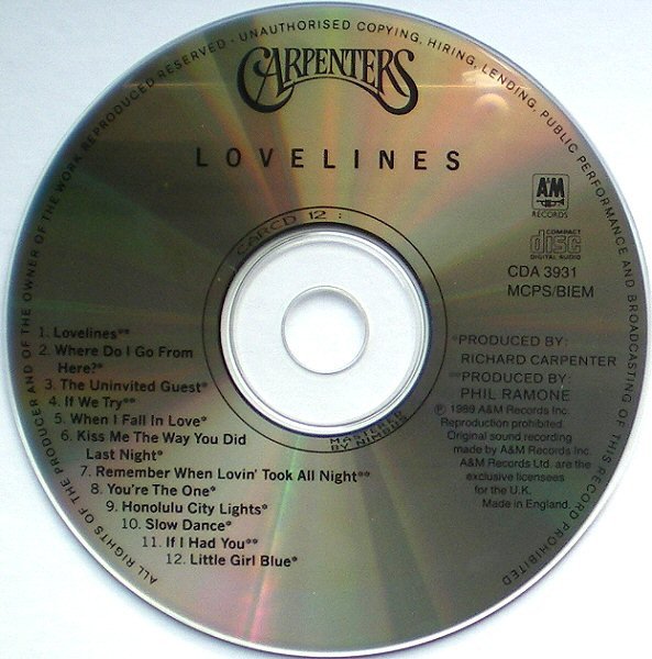 Carpenters, Lovelines-CD, Cintas y casetes, Historia Nuestra