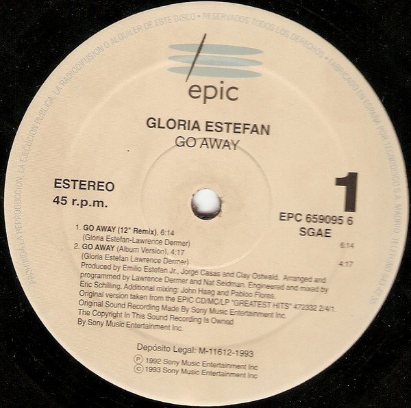 Gloria Estefan Go Away-12, Vinilos, Historia Nuestra