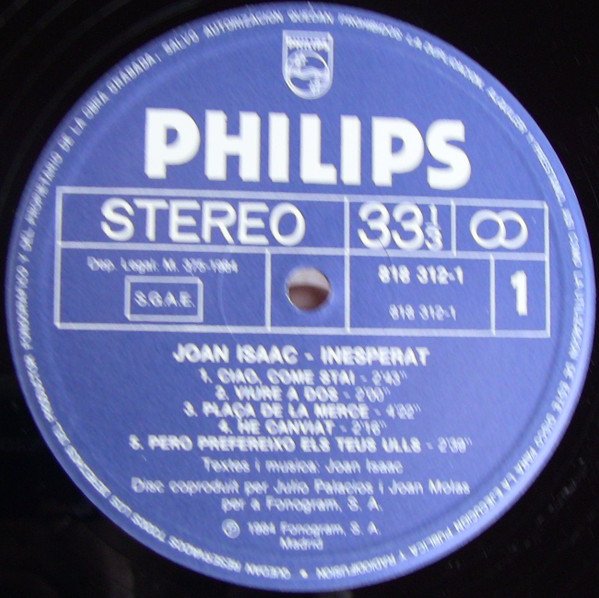 Joan Isaac Inesperat-LP, Vinilos, Historia Nuestra