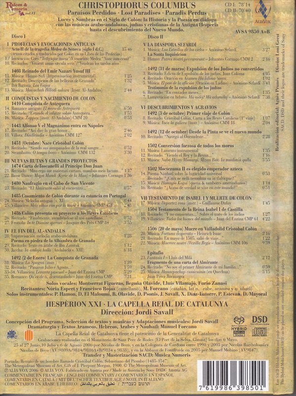 Montserrat Figueras Paraísos Perdidos-CD, CDs, Historia Nuestra