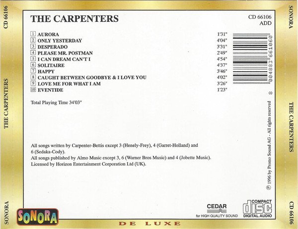 Carpenters, Only Yesterday-CD, CDs, Historia Nuestra