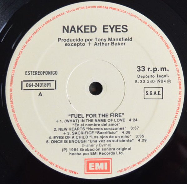 Naked Eyes, Fuel For The Fire-LP, Vinilos, Historia Nuestra