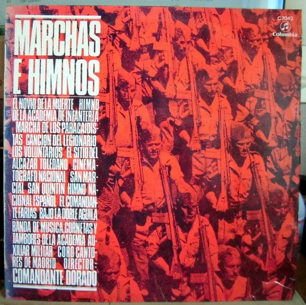 Banda De Musica, Cornetas Y Tambores De La Academia Auxiliar Militar, Coros Cantores De Madrid, Director Ricardo Dorado Marchas E Himnos LP, Vinilos, Historia Nuestra