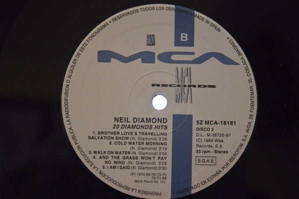 Neil Diamond 20 Diamond Hits Vinyl, Gatefold, LP, Vinilos, Historia Nuestra