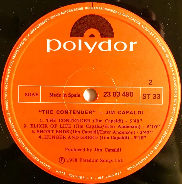 Jim Capaldi The Contender-LP, Vinilos, Historia Nuestra