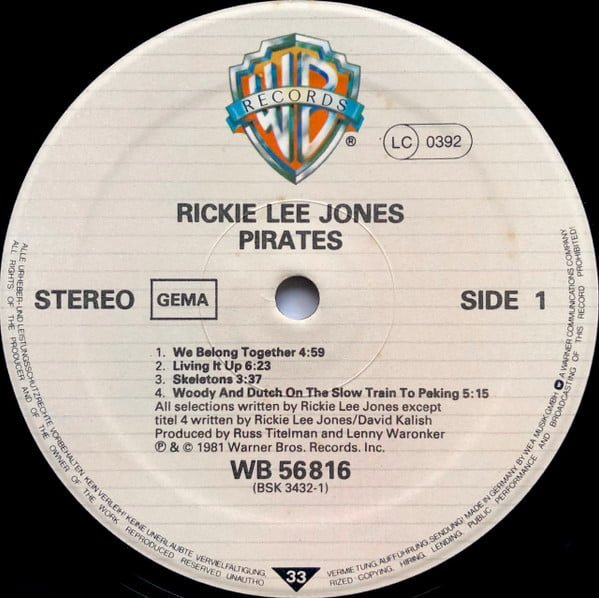 Rickie Lee Jones Pirates-LP, Vinilos, Historia Nuestra