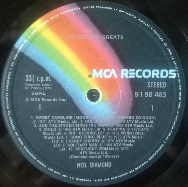 Neil Diamond 20 Diamonds Hits LP, Vinilos, Historia Nuestra