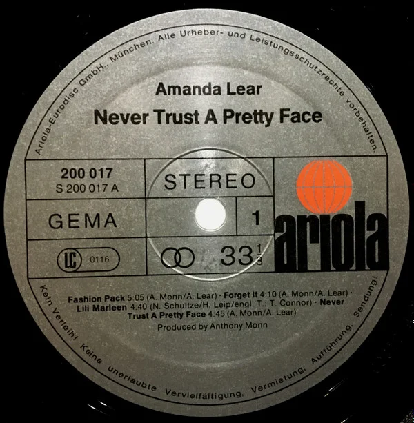 Amanda Lear Never Trust A Pretty Face-LP, Vinilos, Historia Nuestra