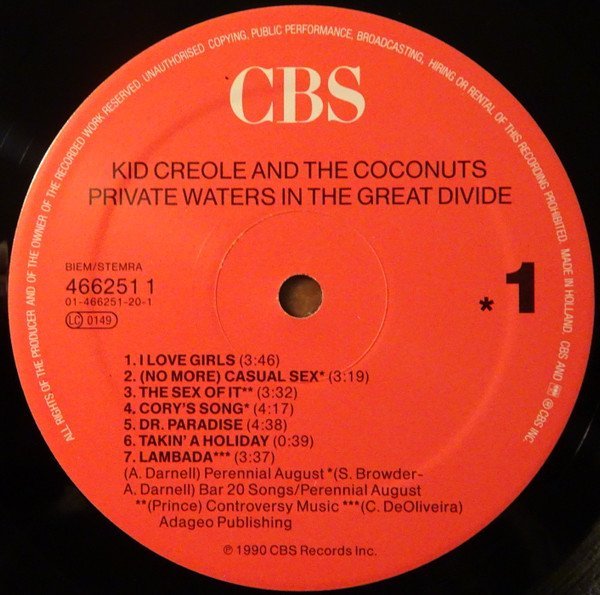 Kid Creole And The Coconuts Private Waters In The Great Divide-LP, Vinilos, Historia Nuestra