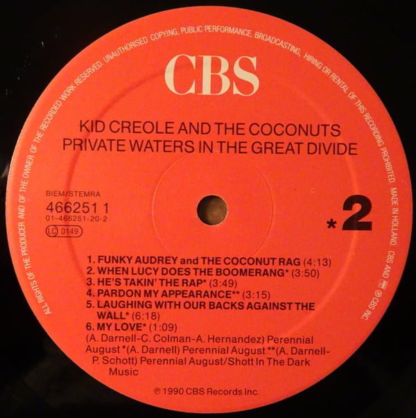 Kid Creole And The Coconuts Private Waters In The Great Divide-LP, Vinilos, Historia Nuestra