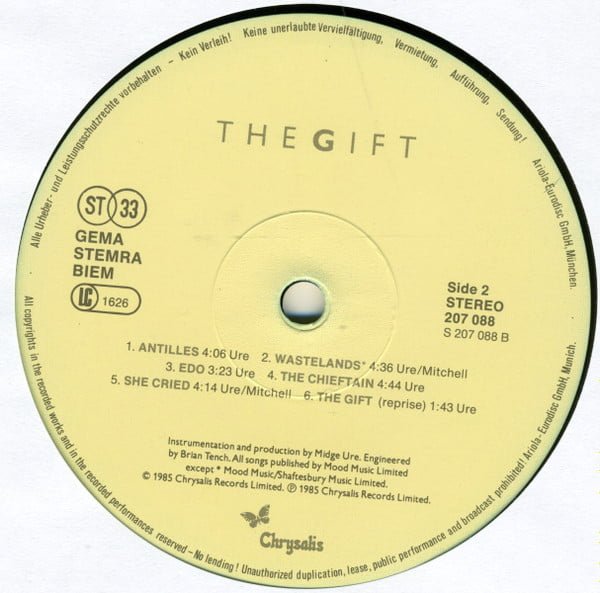 Midge Ure The Gift-LP, Vinilos, Historia Nuestra