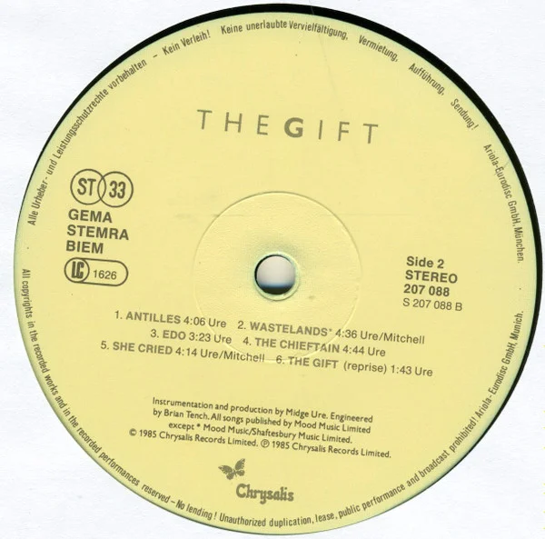 Midge Ure The Gift-LP, Vinilos, Historia Nuestra