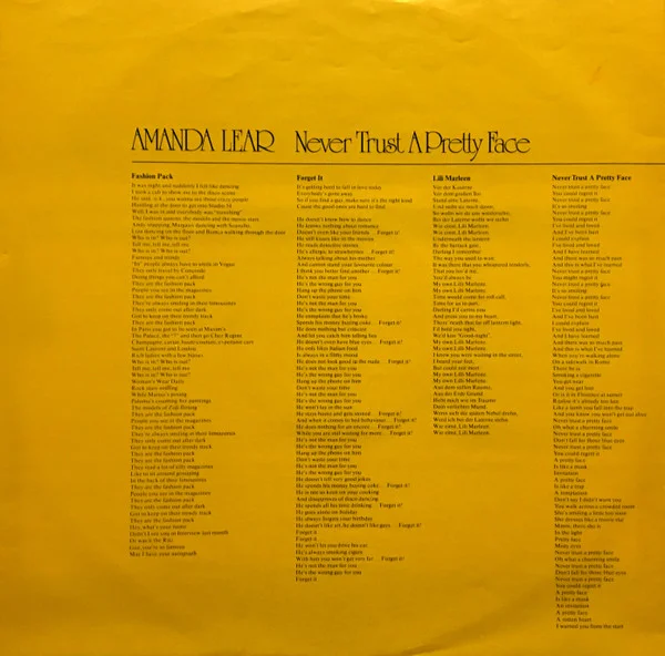 Amanda Lear Never Trust A Pretty Face-LP, Vinilos, Historia Nuestra