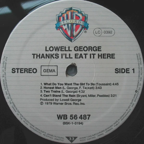 Lowell George Thanks I'll Eat It Here-LP, Vinilos, Historia Nuestra