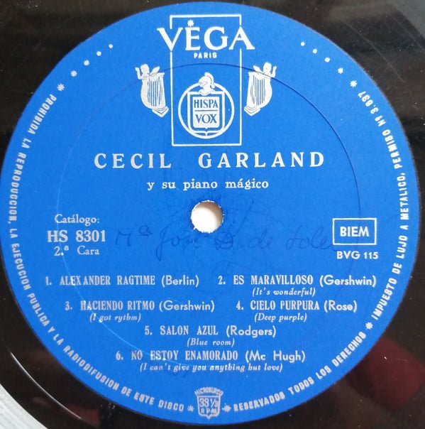 Cecil Garland Cecil Garland Y Su Piano Magico 10 inch, Vinilos, Historia Nuestra