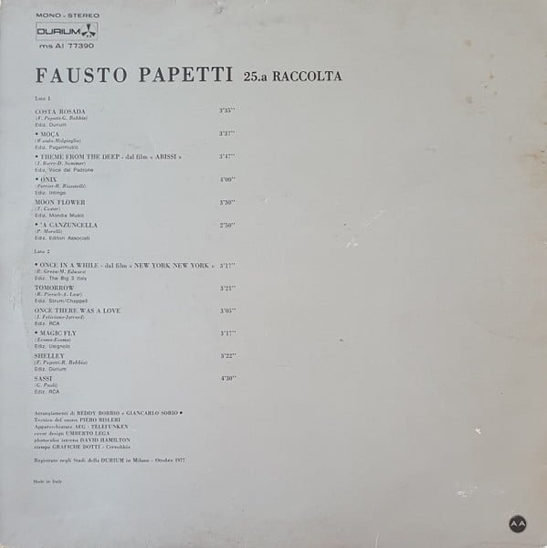 Fausto Papetti 25ª  Raccolta-LP, Vinilos, Historia Nuestra