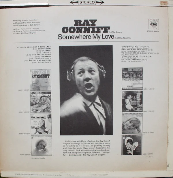 Ray Conniff And The Singers Somewhere My Love LP, Vinilos, Historia Nuestra