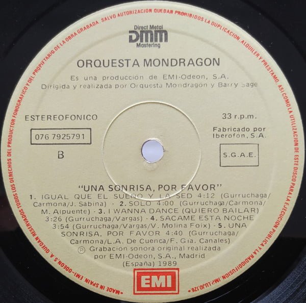 Orquesta Mondragón Una Sonrisa, Por Favor LP, Vinilos, Historia Nuestra