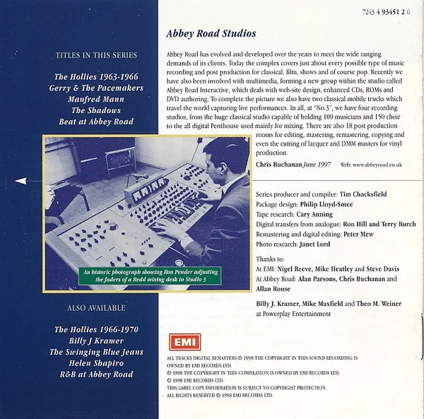 Billy J Kramer With The Dakotas At Abbey Road 1963-CD, CDs, Historia Nuestra