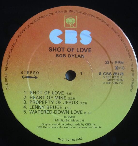 Bob Dylan Shot Of Love LP, Vinilos, Historia Nuestra