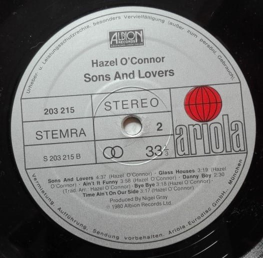 Hazel O'Connor Sons And Lovers-LP, Vinilos, Historia Nuestra