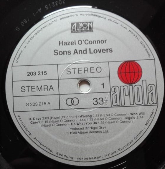 Hazel O'Connor Sons And Lovers-LP, Vinilos, Historia Nuestra