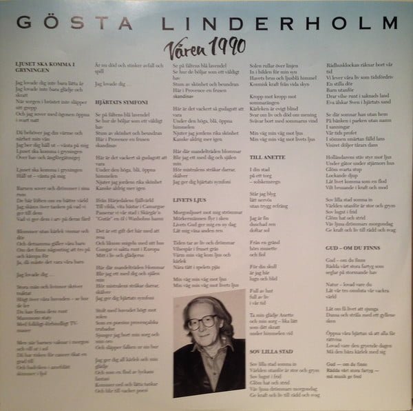 Gösta Linderholm Våren 1990 LP, Vinilos, Historia Nuestra