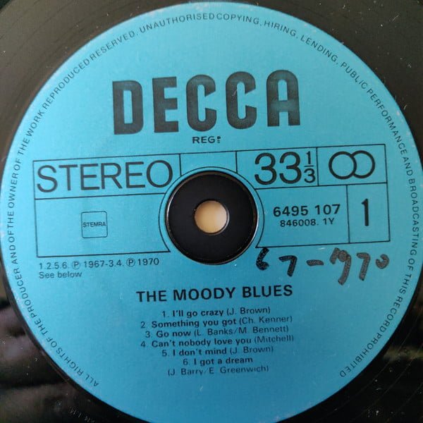 The Moody Blues The Moody Blues LP, Vinilos, Historia Nuestra