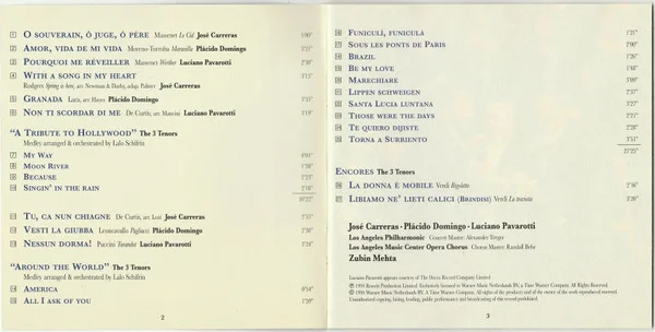 Tibor Rudas presents Carreras* - Domingo* - Pavarotti* With Mehta* The 3 Tenors In Concert 1994-CD, CDs, Historia Nuestra