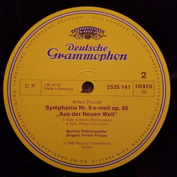 Dvořák*, Berlin Philharmonic  Symphonie Nr. 9  "From The New World" LP, Vinilos, Historia Nuestra