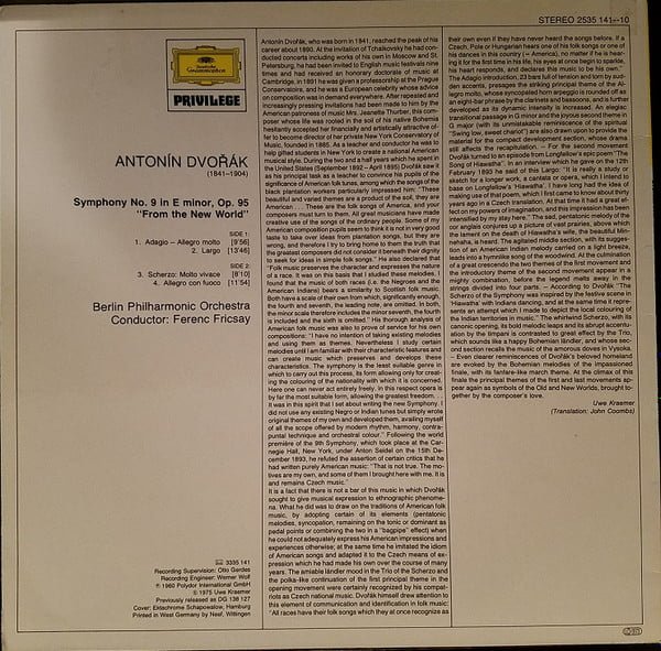 Dvořák*, Berlin Philharmonic  Symphonie Nr. 9  "From The New World" LP, Vinilos, Historia Nuestra