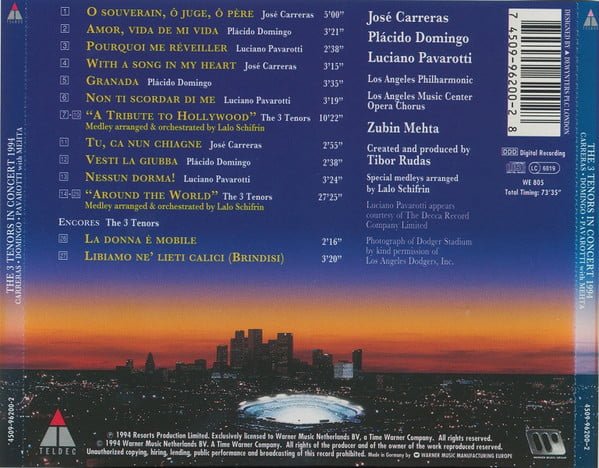 Tibor Rudas presents Carreras* - Domingo* - Pavarotti* With Mehta* The 3 Tenors In Concert 1994-CD, CDs, Historia Nuestra