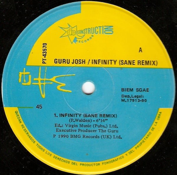 Guru Josh Infinity (The Remix) 12 inch, Vinilos, Historia Nuestra