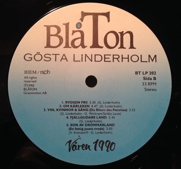 Gösta Linderholm Våren 1990 LP, Vinilos, Historia Nuestra