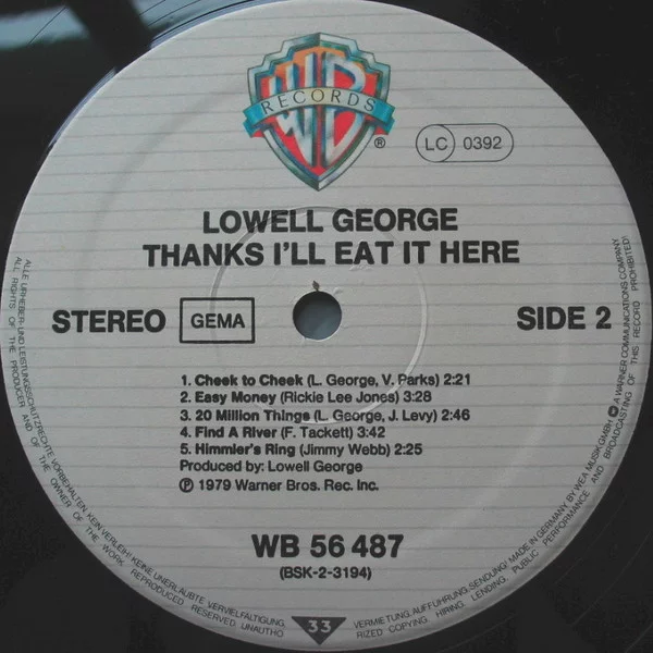 Lowell George Thanks I'll Eat It Here-LP, Vinilos, Historia Nuestra