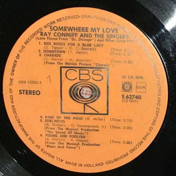 Ray Conniff And The Singers Somewhere My Love LP, Vinilos, Historia Nuestra