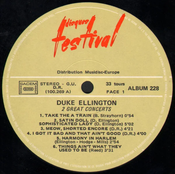 Duke Ellington 2 Great Concerts Vinyl, LP, Vinilos, Historia Nuestra