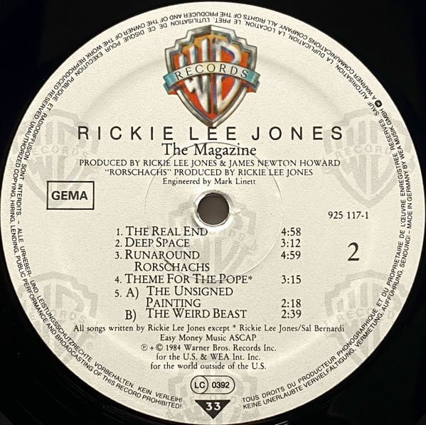 Rickie Lee Jones The Magazine-LP, Vinilos, Historia Nuestra