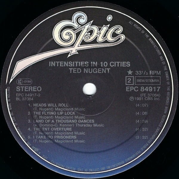 Ted Nugent Intensities In 10 Cities LP, Vinilos, Historia Nuestra