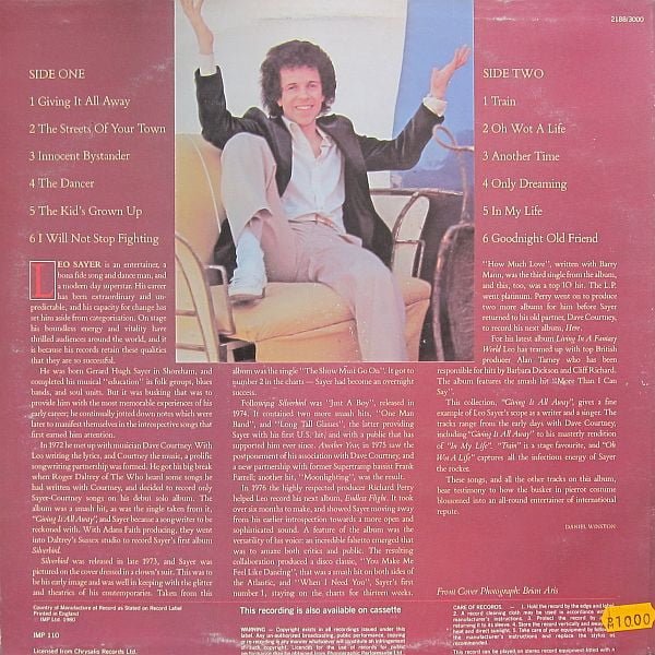 Leo Sayer Giving It All Away LP, Vinilos, Historia Nuestra