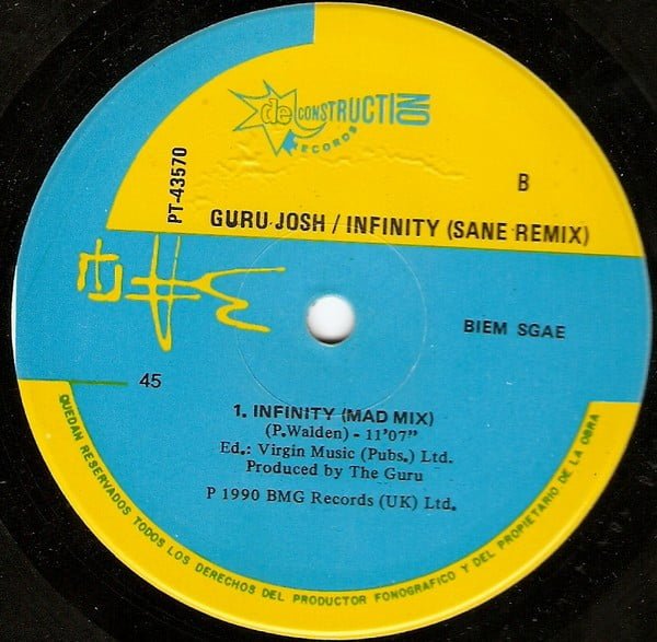 Guru Josh Infinity (The Remix) 12 inch, Vinilos, Historia Nuestra