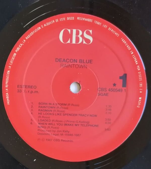 Deacon Blue Raintown-LP, Vinilos, Historia Nuestra
