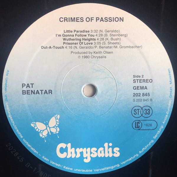 Pat Benatar Crimes Of Passion Vinyl, LP, Stereo, Vinilos, Historia Nuestra