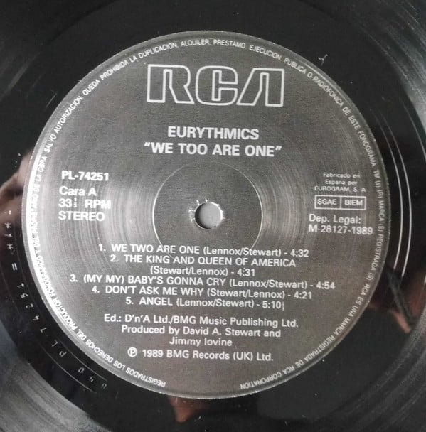 Eurythmics We Too Are One-LP, Vinilos, Historia Nuestra