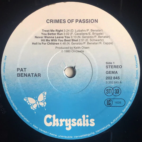 Pat Benatar Crimes Of Passion Vinyl, LP, Stereo, Vinilos, Historia Nuestra